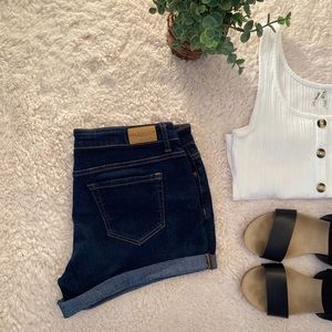 Aeropostale Dark Wash Denim Midi Shorts